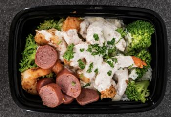 GARLIC PARM SHRIMP AND TURKEY SAUSAGE