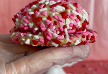 CUPID’S CONFETTI STUFFED PROTEIN COOKIE